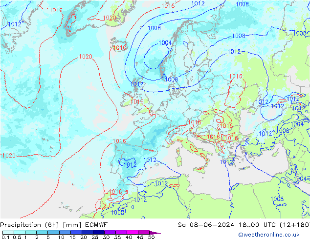 Nied. akkumuliert (6Std) ECMWF Sa 08.06.2024 00 UTC