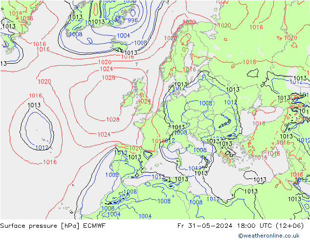 pression de l'air ECMWF ven 31.05.2024 18 UTC
