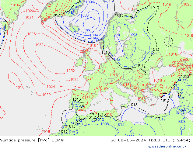 Bodendruck ECMWF So 02.06.2024 18 UTC