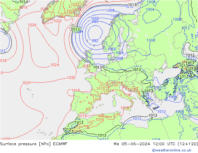 Bodendruck ECMWF Mi 05.06.2024 12 UTC