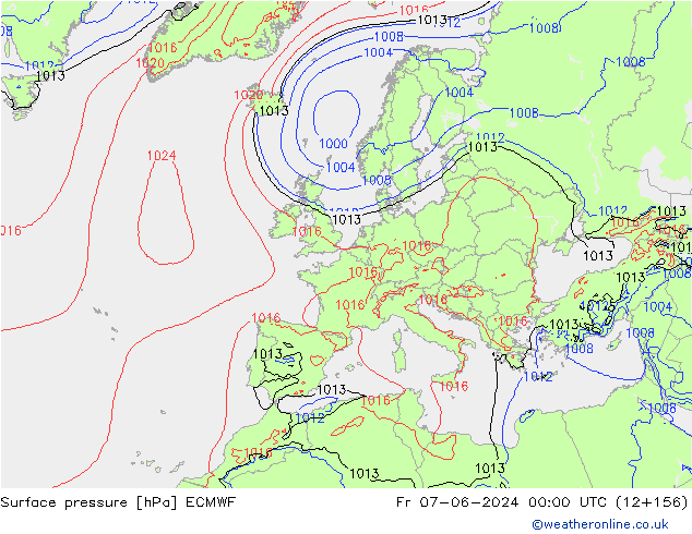 Surface pressure ECMWF Fr 07.06.2024 00 UTC