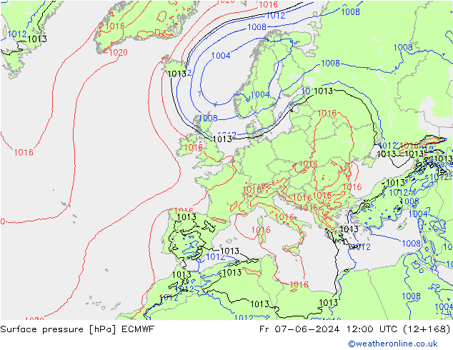 приземное давление ECMWF пт 07.06.2024 12 UTC