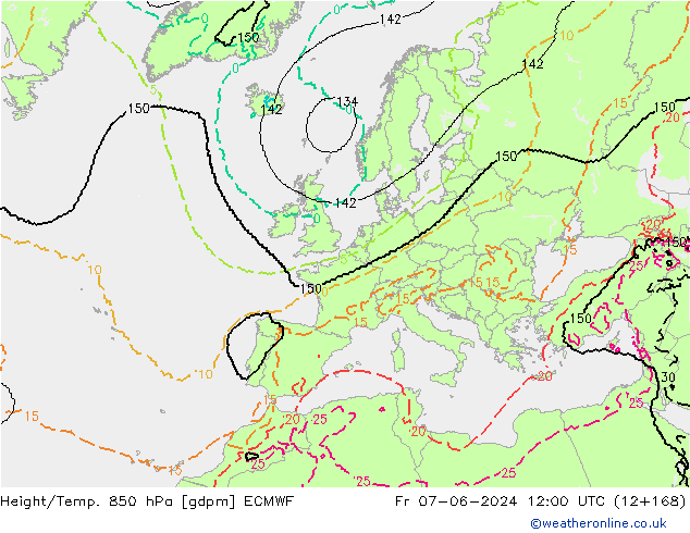 Yükseklik/Sıc. 850 hPa ECMWF Cu 07.06.2024 12 UTC
