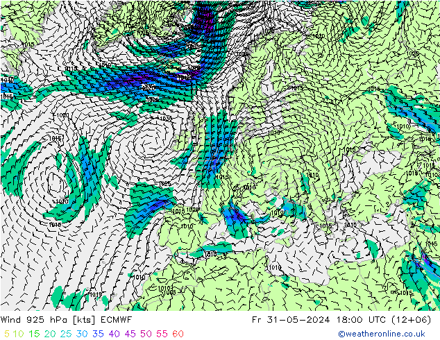 Vento 925 hPa ECMWF Sex 31.05.2024 18 UTC