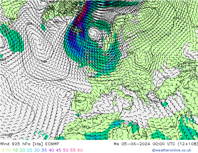 Wind 925 hPa ECMWF We 05.06.2024 00 UTC