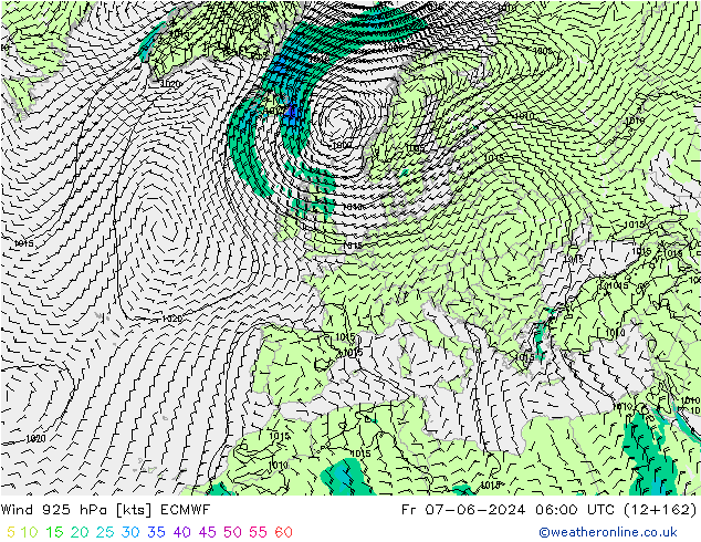 Wind 925 hPa ECMWF Fr 07.06.2024 06 UTC