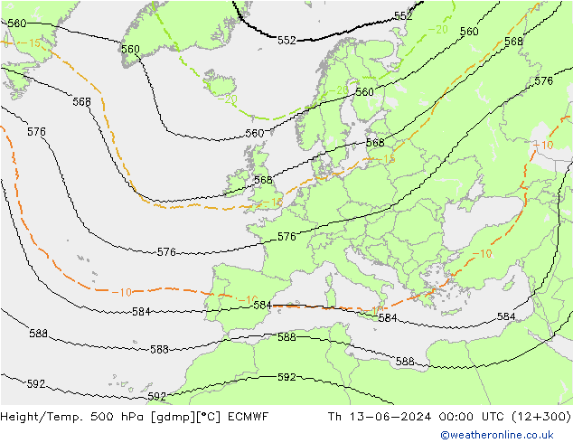 Height/Temp. 500 hPa ECMWF  13.06.2024 00 UTC