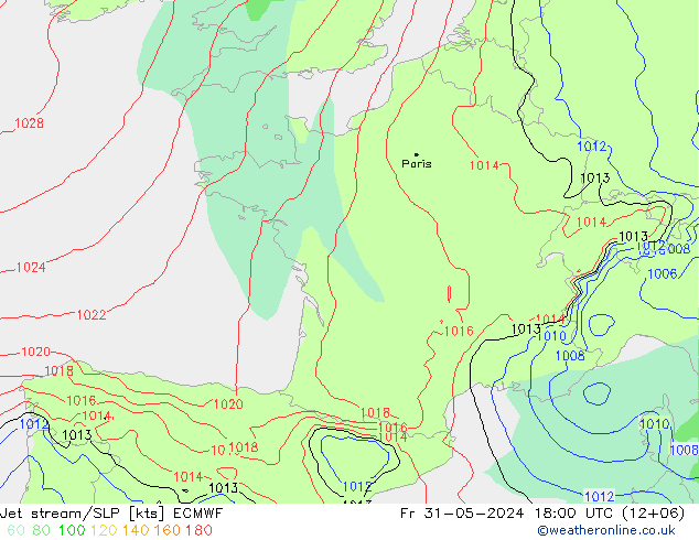 Polarjet/Bodendruck ECMWF Fr 31.05.2024 18 UTC