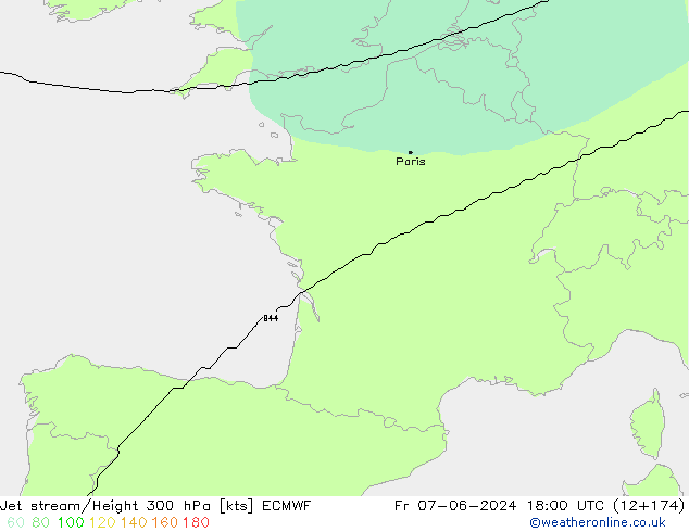 Corrente a getto ECMWF ven 07.06.2024 18 UTC