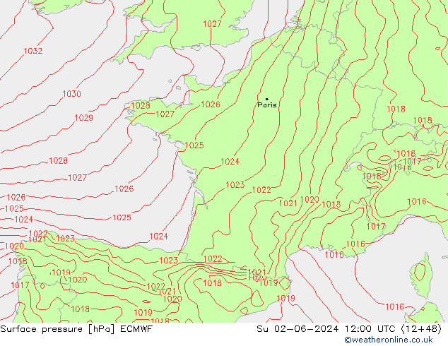 Bodendruck ECMWF So 02.06.2024 12 UTC