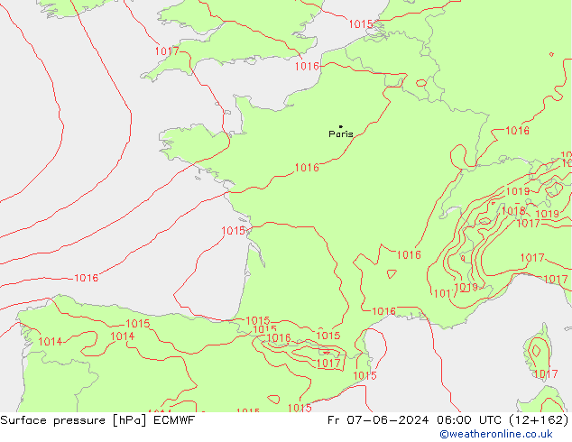 ciśnienie ECMWF pt. 07.06.2024 06 UTC
