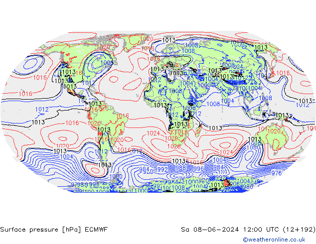 Luchtdruk (Grond) ECMWF za 08.06.2024 12 UTC