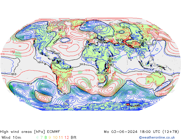 Izotacha ECMWF pon. 03.06.2024 18 UTC