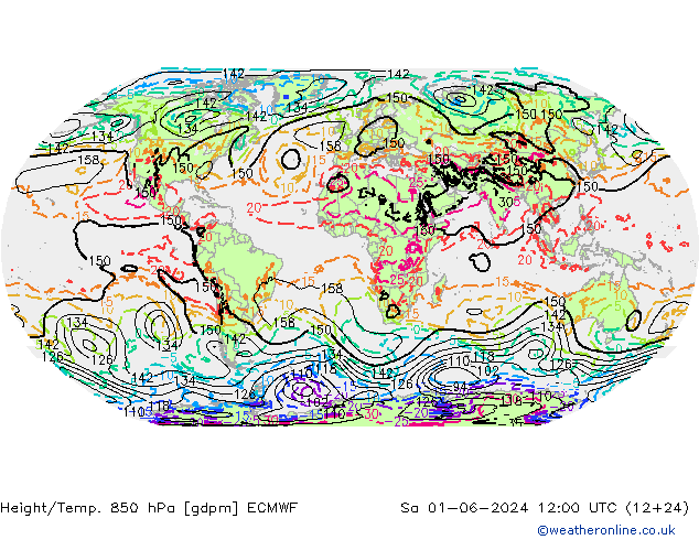 Height/Temp. 850 hPa ECMWF so. 01.06.2024 12 UTC