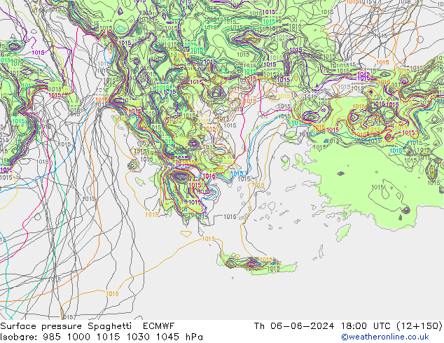 pression de l'air Spaghetti ECMWF jeu 06.06.2024 18 UTC