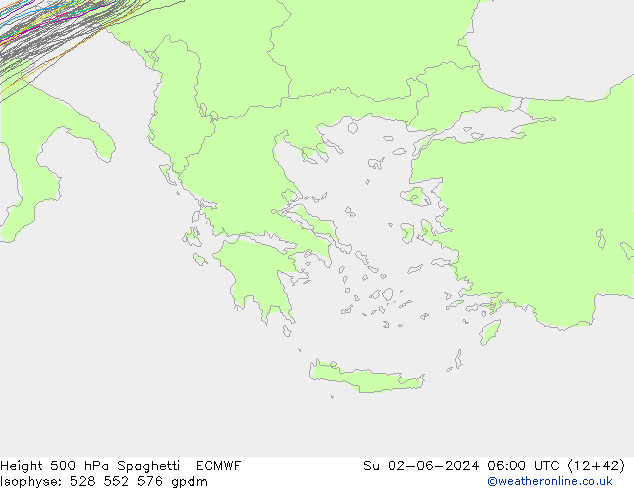 Géop. 500 hPa Spaghetti ECMWF dim 02.06.2024 06 UTC