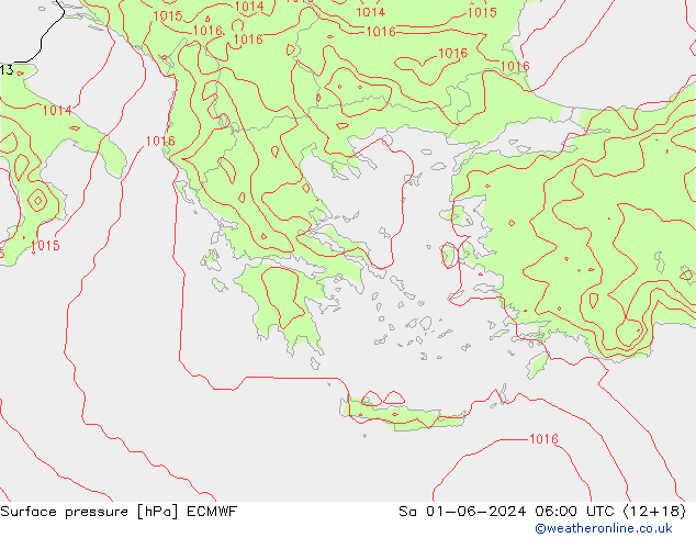 Surface pressure ECMWF Sa 01.06.2024 06 UTC