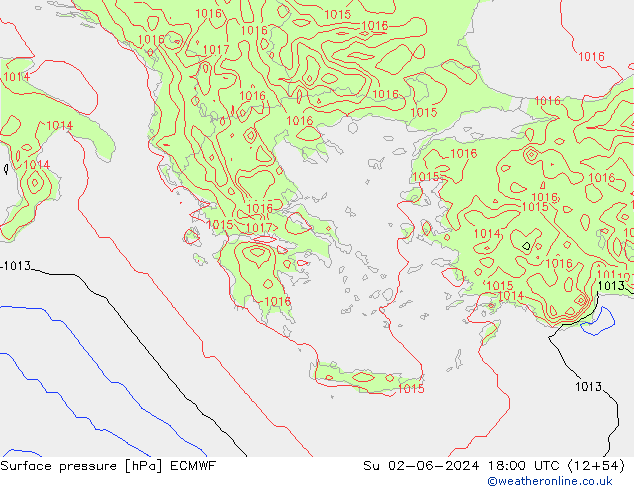 Yer basıncı ECMWF Paz 02.06.2024 18 UTC