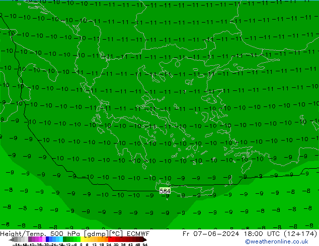 Yükseklik/Sıc. 500 hPa ECMWF Cu 07.06.2024 18 UTC