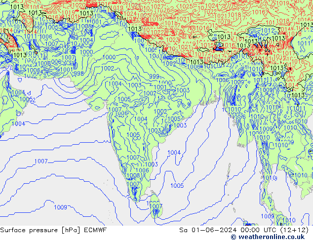 Atmosférický tlak ECMWF So 01.06.2024 00 UTC
