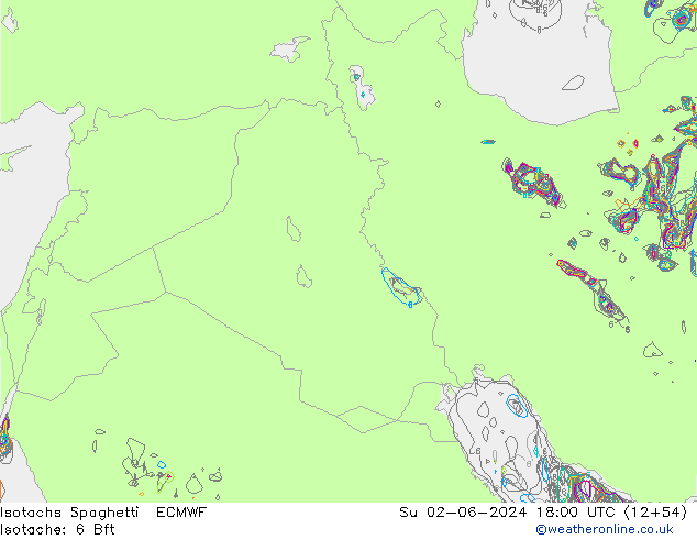 Isotachs Spaghetti ECMWF Su 02.06.2024 18 UTC