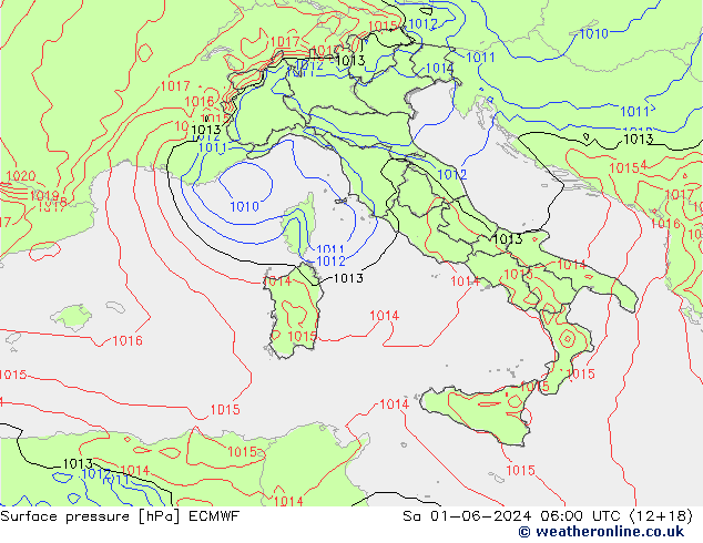 приземное давление ECMWF сб 01.06.2024 06 UTC