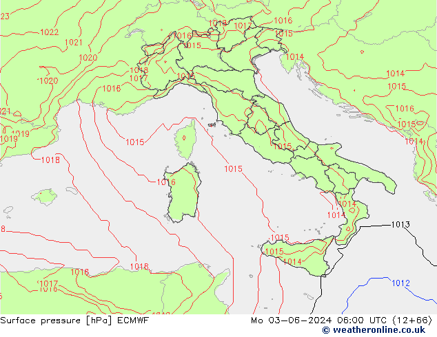 Surface pressure ECMWF Mo 03.06.2024 06 UTC