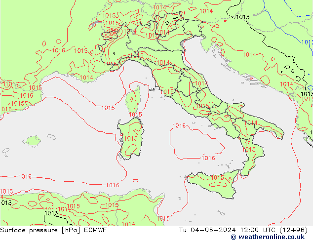 ciśnienie ECMWF wto. 04.06.2024 12 UTC