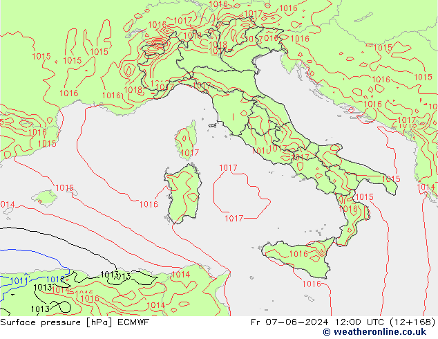 pressão do solo ECMWF Sex 07.06.2024 12 UTC