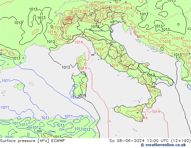 pressão do solo ECMWF Sáb 08.06.2024 12 UTC