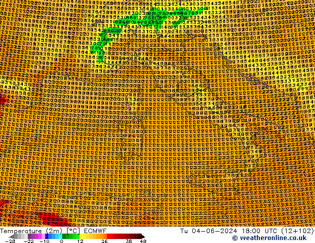 карта температуры ECMWF вт 04.06.2024 18 UTC