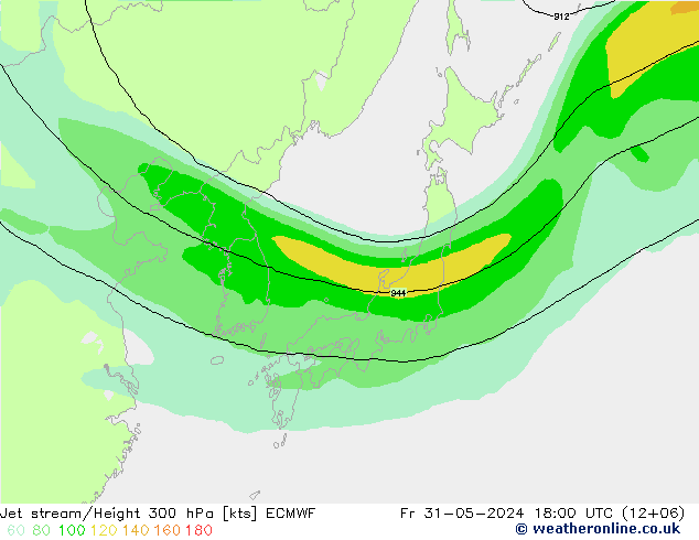 Corrente a getto ECMWF ven 31.05.2024 18 UTC