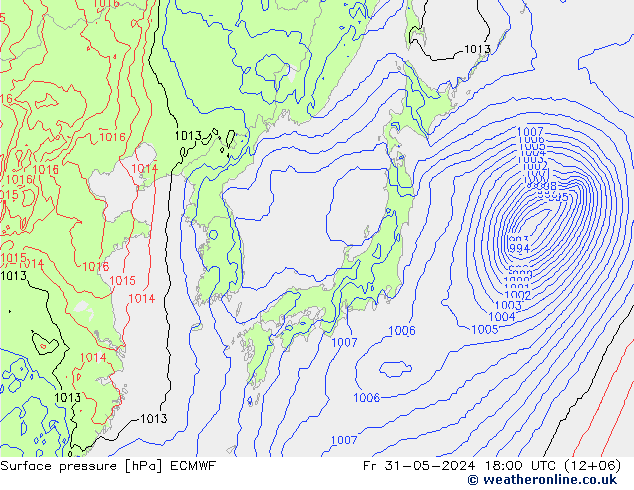 Surface pressure ECMWF Fr 31.05.2024 18 UTC