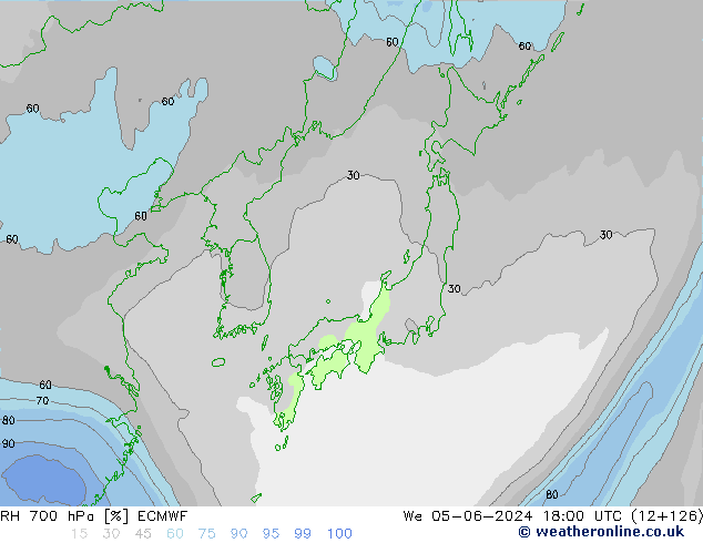 RH 700 hPa ECMWF We 05.06.2024 18 UTC