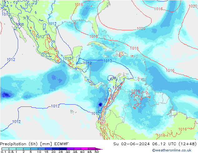 Yağış (6h) ECMWF Paz 02.06.2024 12 UTC