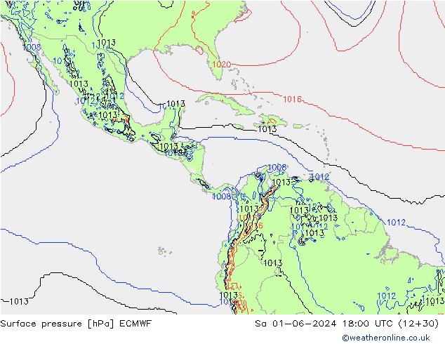 Atmosférický tlak ECMWF So 01.06.2024 18 UTC