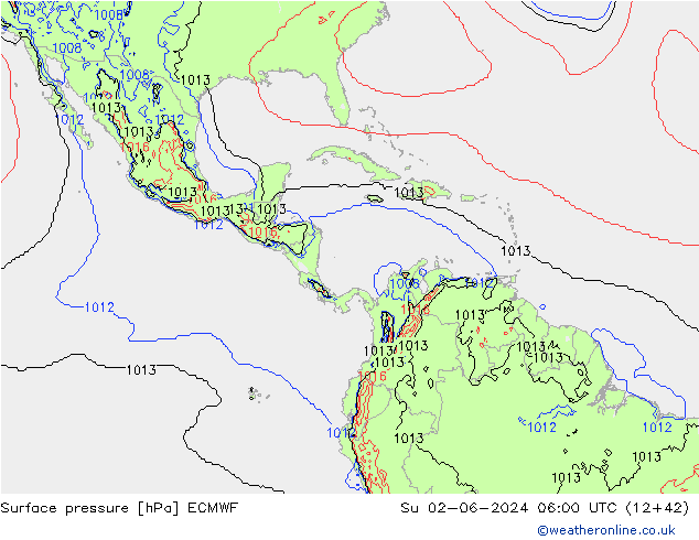 pression de l'air ECMWF dim 02.06.2024 06 UTC