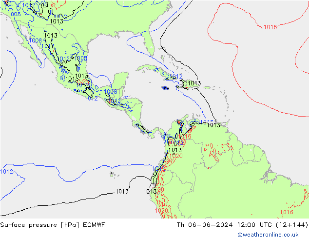 Atmosférický tlak ECMWF Čt 06.06.2024 12 UTC