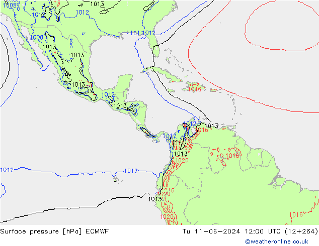 Surface pressure ECMWF Tu 11.06.2024 12 UTC