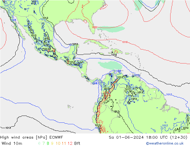 High wind areas ECMWF So 01.06.2024 18 UTC