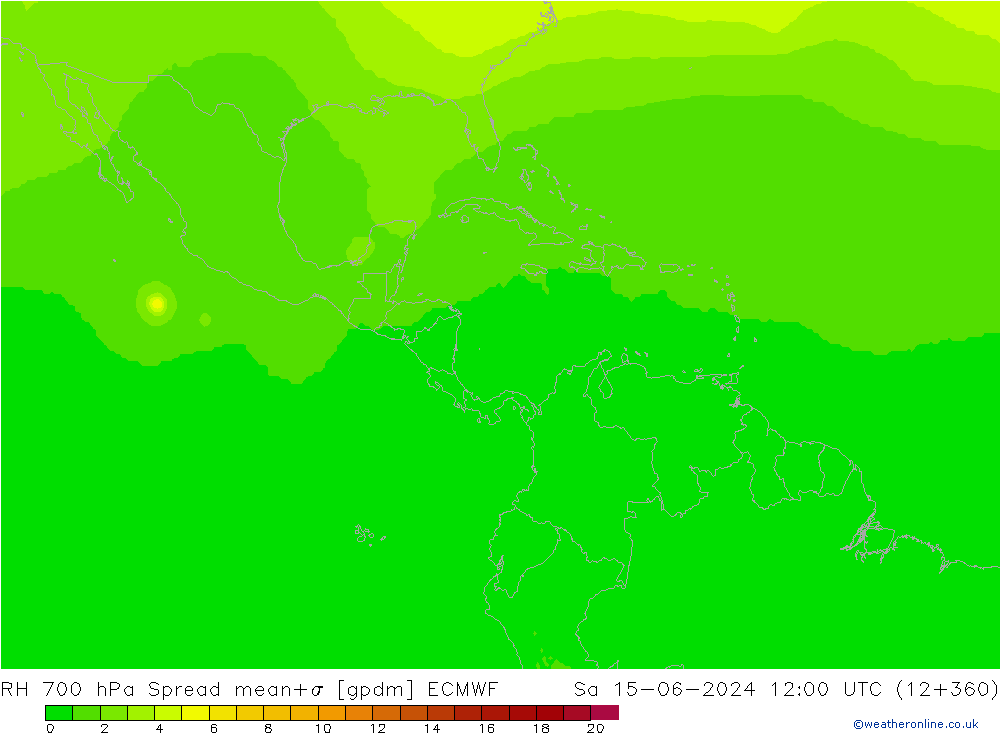 RH 700 hPa Spread ECMWF  15.06.2024 12 UTC