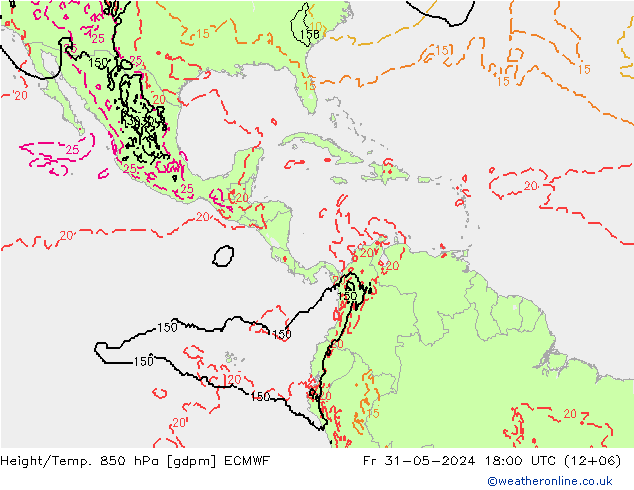 Height/Temp. 850 hPa ECMWF Fr 31.05.2024 18 UTC