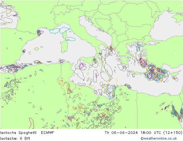 Isotachs Spaghetti ECMWF gio 06.06.2024 18 UTC