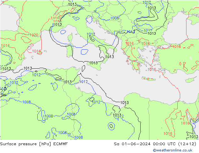 Luchtdruk (Grond) ECMWF za 01.06.2024 00 UTC