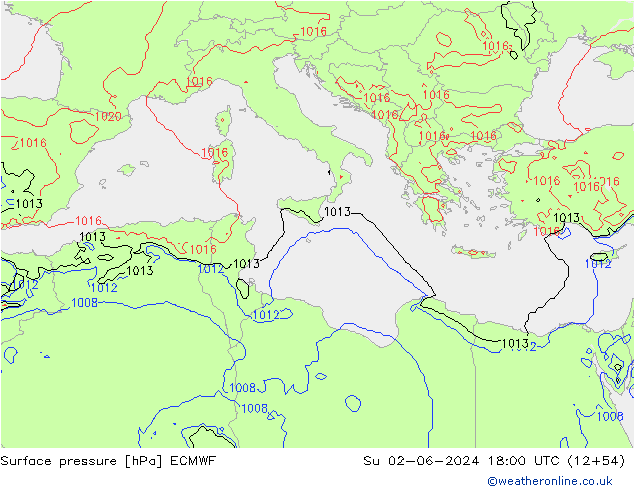 Bodendruck ECMWF So 02.06.2024 18 UTC