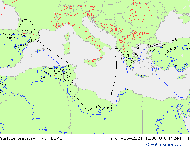 Surface pressure ECMWF Fr 07.06.2024 18 UTC