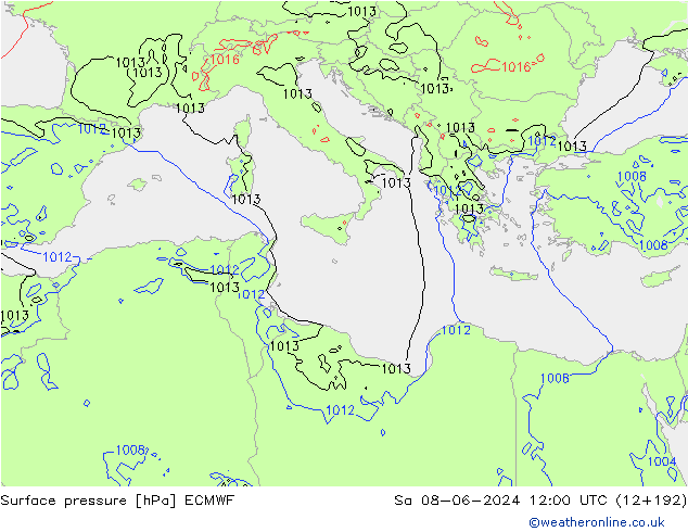 Luchtdruk (Grond) ECMWF za 08.06.2024 12 UTC