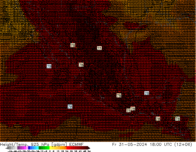 Height/Temp. 925 hPa ECMWF Fr 31.05.2024 18 UTC