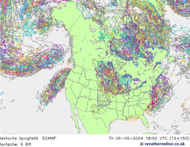 Isotachs Spaghetti ECMWF чт 06.06.2024 18 UTC