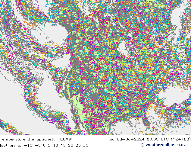 Temperaturkarte Spaghetti ECMWF Sa 08.06.2024 00 UTC